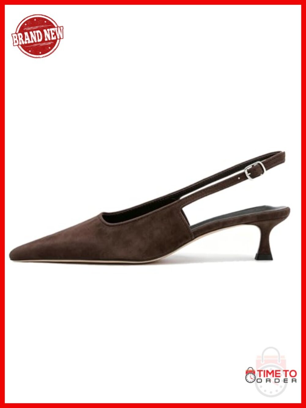 Slingback Kitten Heels Low Heel Pointed Toe Pumps Women Synthetic Suede